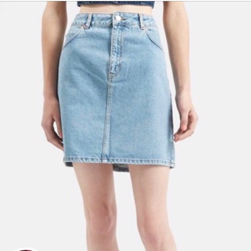 Top shop moto high rise light wash denim skirt